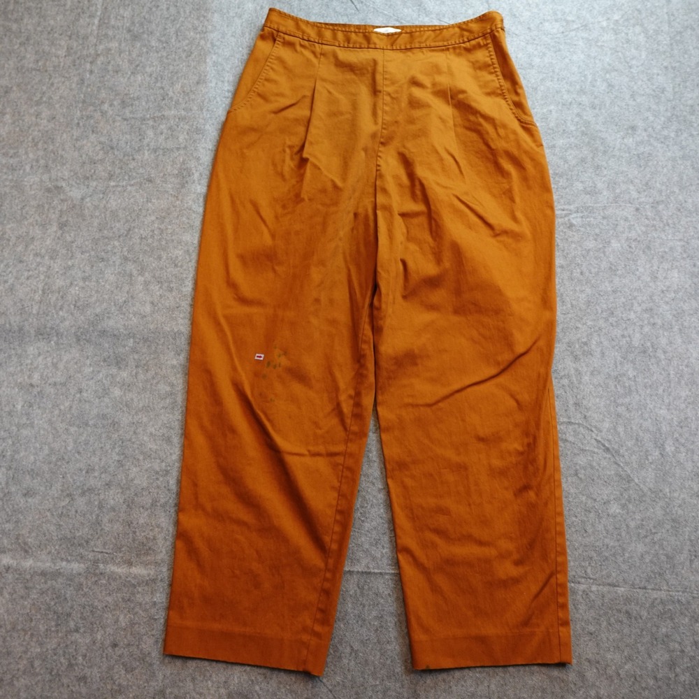 Rebecca Taylor Pants Womens 12 Burnt Orange Chino Pleat Front Trousers Straight